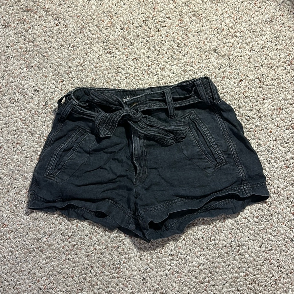 AMERICAN EAGLE BLACK TIE JEAN SHORTS